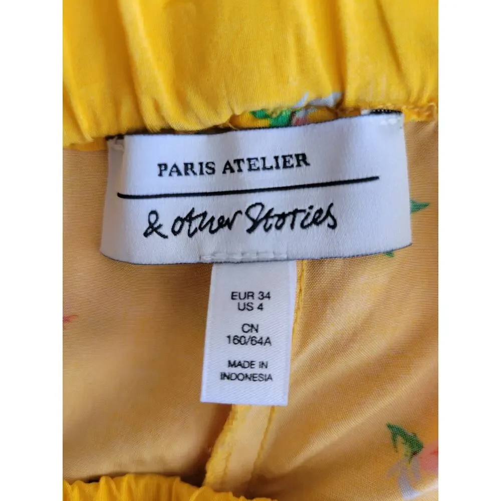 Paris Atelier & Other Stories Wide Leg Pants Women's Size 4 Yellow Cropped‎ - Picture 10 of 11